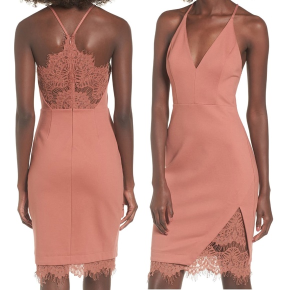 Astr Dresses & Skirts - ASTR THE LABEL Lace Sexy Plunging Bodycon Dress